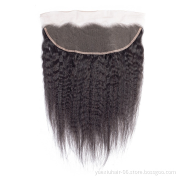 Ear To ear 13x4 Lace Frontal Kinky Straight Pre Plucked Swiss Lace Invisible On Head 100% Human Hair